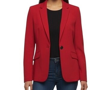 The Limited Women's Red Blazer Jacket Womens Large Single Button Business Casual